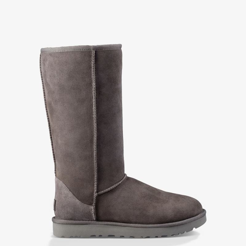 Bottes Hautes UGG Classic Tall II Femme Grise Soldes 925DIQRY